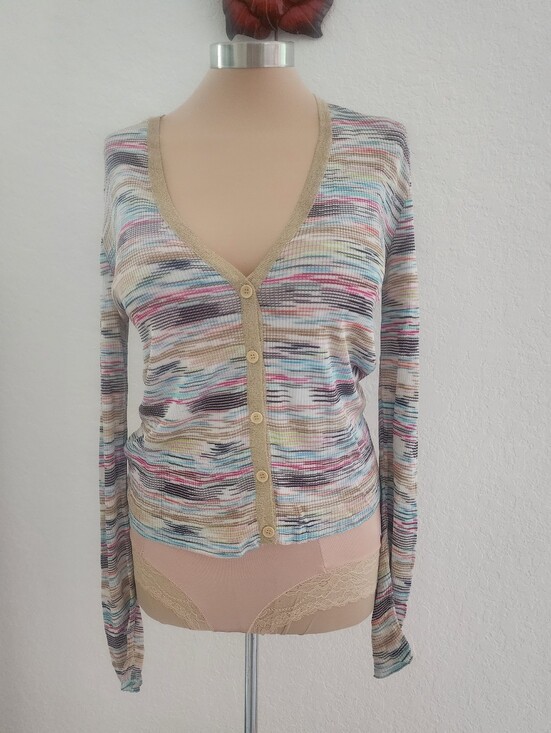 Missoni Sweaters - M MISSONO | Multicolor Striped V-Neck Button Cardigan